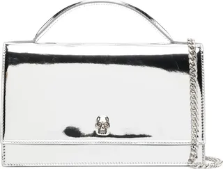 Skull patent leather shoulder bag