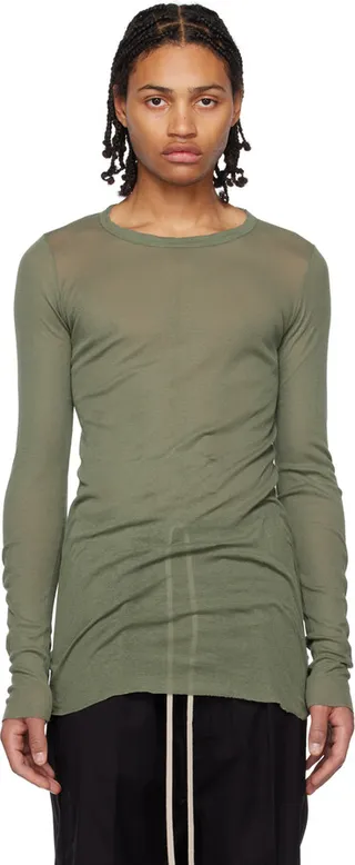 Rick Owens Khaki Crewneck Long Sleeve T-Shirt