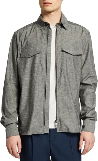 Men's Melange Zip-Front Overshirt