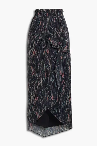 Aubagna wrap-effect printed knitted midi skirt