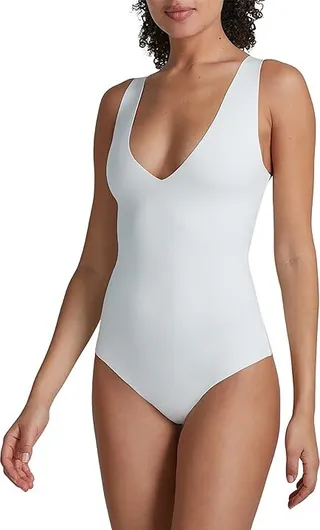 Commando Neoprene Deep V Bodysuit NEO408 (White) Women's Jumpsuit & Rompers One Piece
