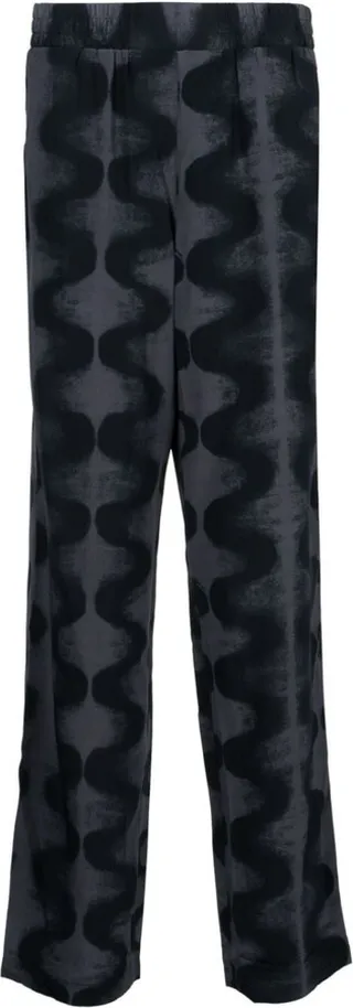 Abstract-Print Straight-Leg Trousers