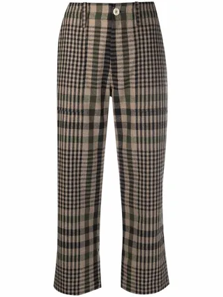 Cropped Check Trousers