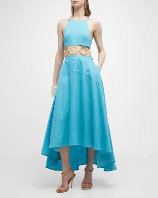 Rory Cutout Linen Midi Dress