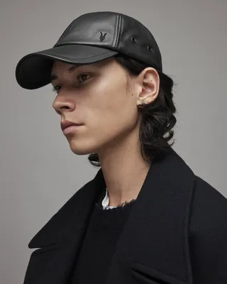 Ramskull Leather Baseball Cap - Black