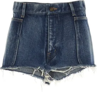 Saint Laurent Raw-Edge Denim Shorts