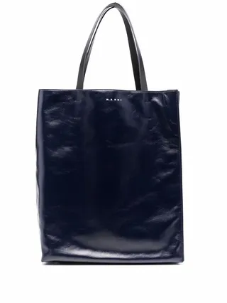 Logo-Print Leather Tote Bag