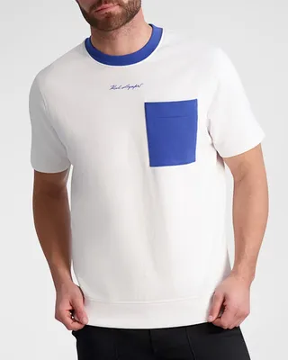 Men's French Terry Short-Sleeve Sweatshirt With Contrast Pocket