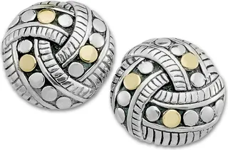 18K Yellow Gold & Sterling Silver Knot Stud Earrings