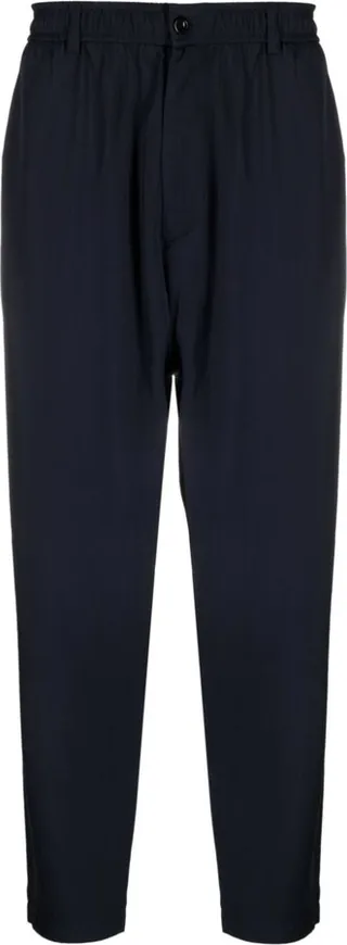 Elasticated-Waistband Tapered Trousers
