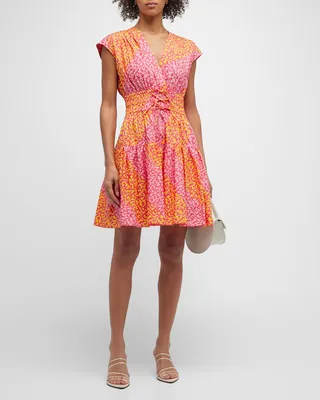 Tora Printed V-Neck Mini Dress