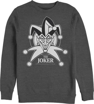 Men's Batman Joker Emblem Sweatshirt - Charcoal Heather - Medium
