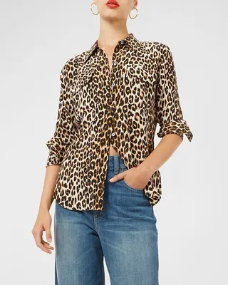Slim Signature Leopard-Print Blouse