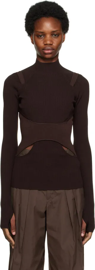 Dion Lee Brown Interlink Skivvy Turtleneck