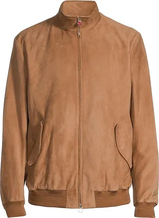 Lambskin Suede Zip-Front Jacket