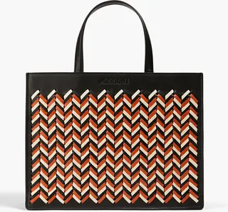 Woven leather tote