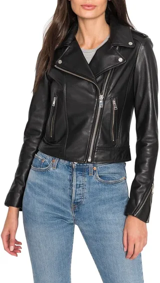 Donna Hand-Waxed Leather Moto Jacket