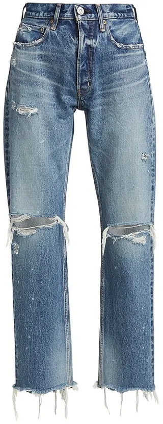 Odessa Distressed Straight-Leg Jeans