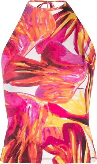Floral-Print Halterneck Top