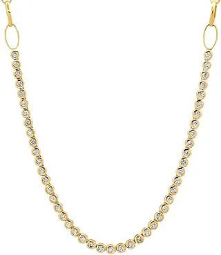 Mini Diamond Bezel Edith Chain Yellow Gold Tennis Necklace