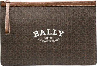 Logo-Print Leather Clutch Bag