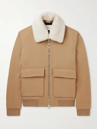 Shearling-Trimmed Wool-Blend Blouson Jacket