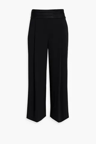 Simone embellished pleated crepe wide-leg pants