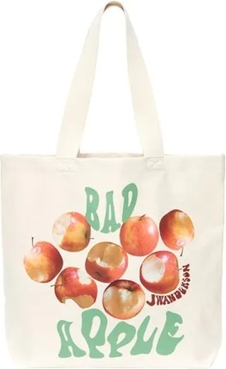 Canvas Tote Bag With Apple Print