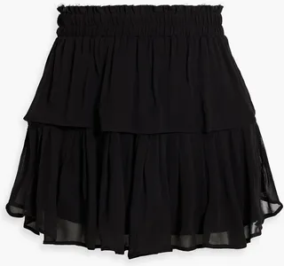 Tiered ruffled chiffon mini skirt