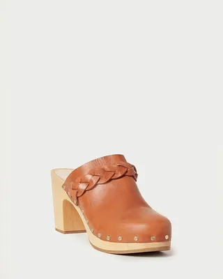 Merrill Cognac Heeled Braid Clog