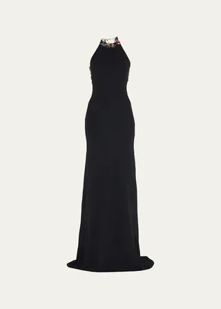 Floral Crystal Embellished Gown