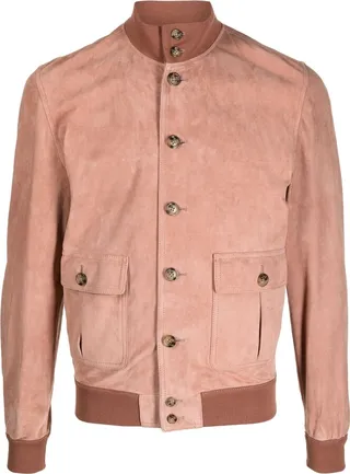 Stand-Up-Collar Suede Jacket