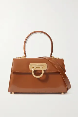 Ferragamo - Iconic Mini Leather Shoulder Bag - Brown