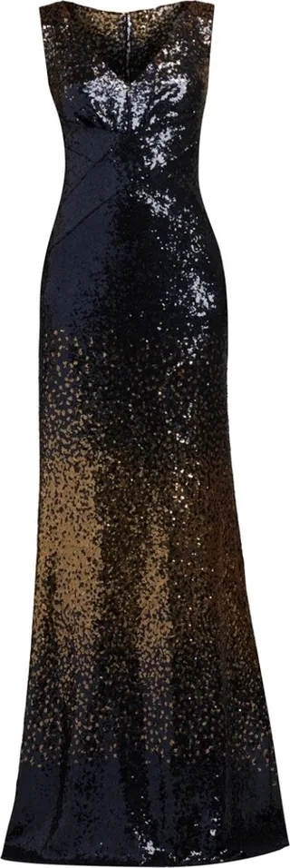 Rafi sequin-embellished ombré gown