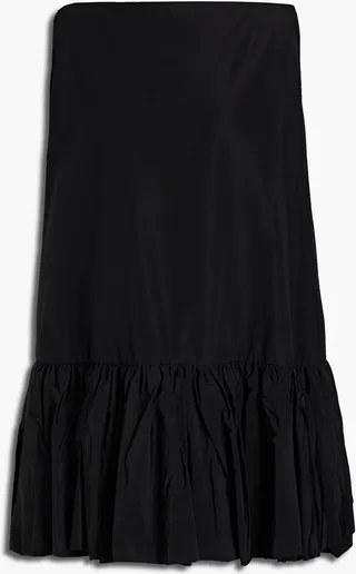 Gathered cotton-blend faille mini dress