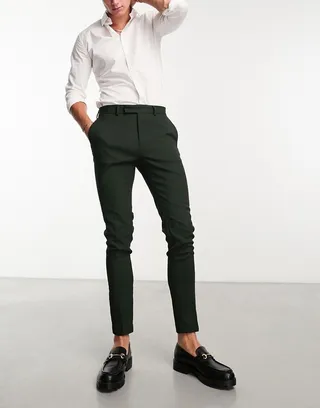 ASOS DESIGN skinny dressy pants in mid gray texture