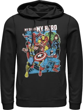 Men's Marvel My Dad is My Hero Pull Over Hoodie - Black - 3X Large