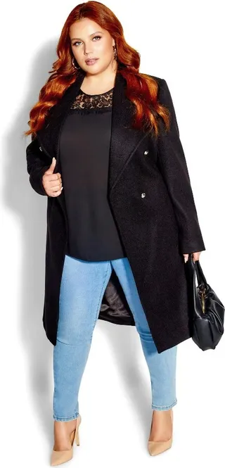 CITY CHIC | Women's Plus Size Sassy Military Coat - black - 20W
