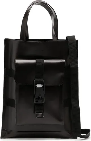 Embossed-Logo Leather Shoulder Bag
