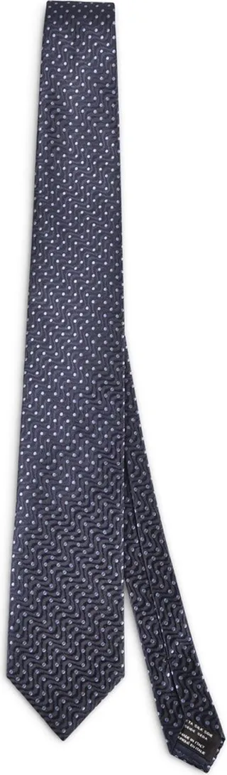 Wave Embroidered Polka Dot Neck Tie