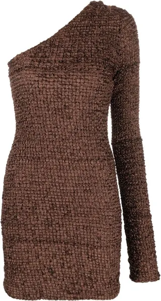 Fitted One-Sleeve Mini Dress
