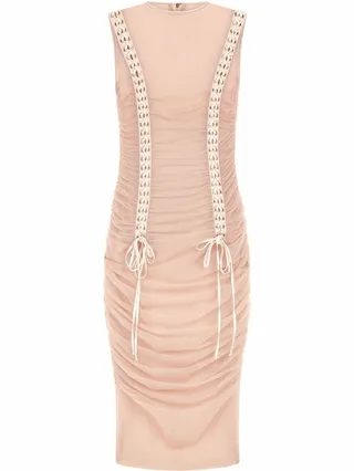 Corset-Style Ruched Midi Dress