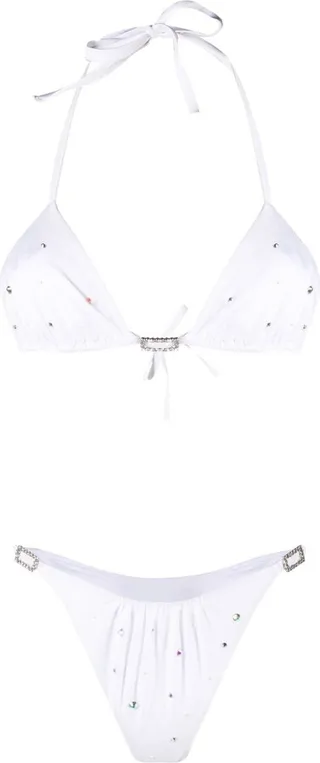 White Crystal-Embellished Bikini