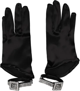 Ling crystal embellished satin gloves