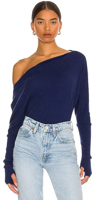 Cashmere Cuffed Off the Shoulder Long Sleeve