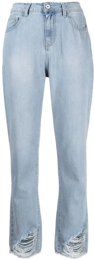 High-Rise Frayed-Edge Bootcut Jeans