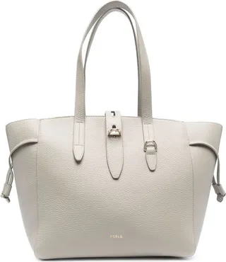 Net leather shopper tote