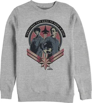 Men's Marvel Captain Marvel Flight Partners Sweatshirt - Athletic Heather - Small