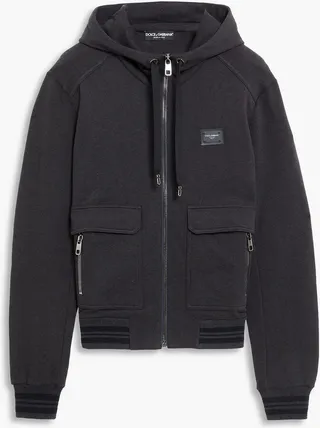 Mélange French cotton-terry zip-up hoodie