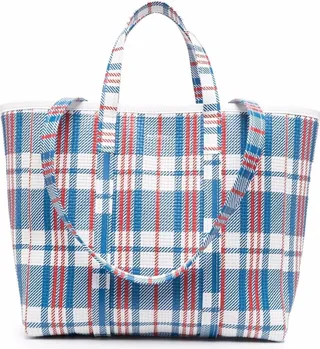 check-print East-West tote bag